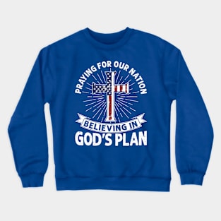 Praying For Our Nation Jesus American Flag Patriot Christian Crewneck Sweatshirt